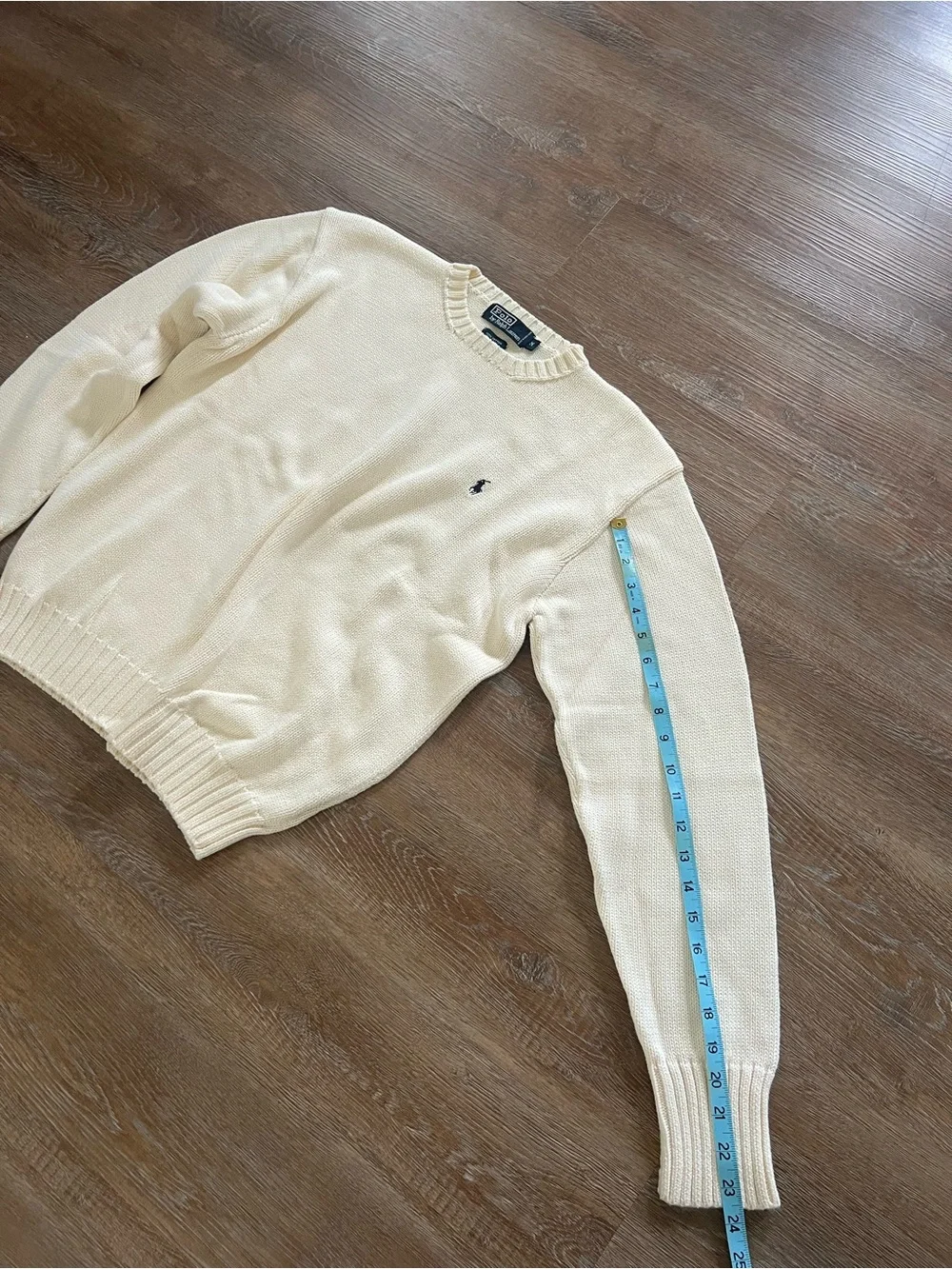 Vintage Polo Ralph Lauren Cotton Knit Crewneck Sweater | Cream | Mens Medium